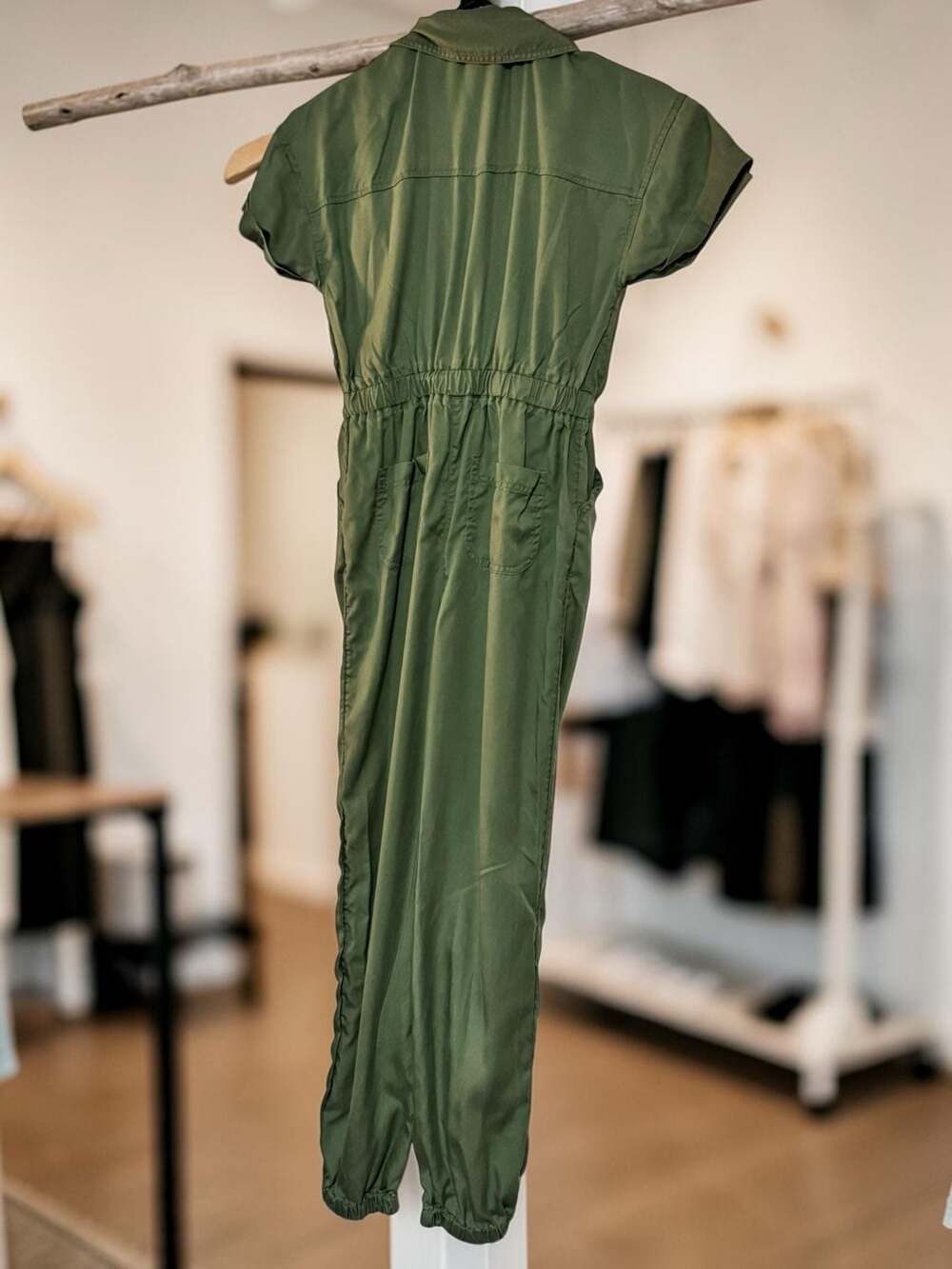 Justice Girls Olive Green Short Sleeve Utilitarian Jumpsuit - Picture 2 of 3